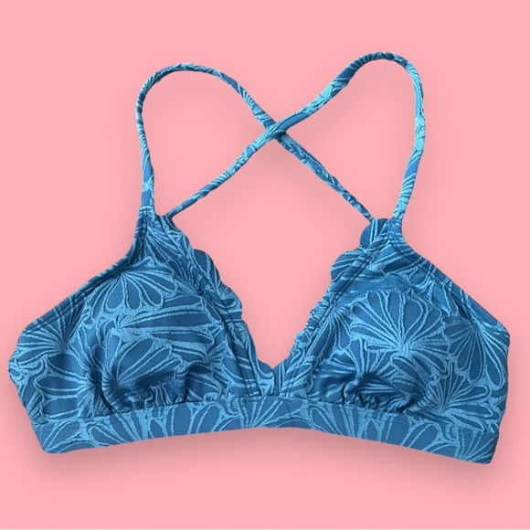 CUPSHE Medium Bikini Set Scalloped Cross Back High Waisted Bathing Suit - Picture 6 of 7